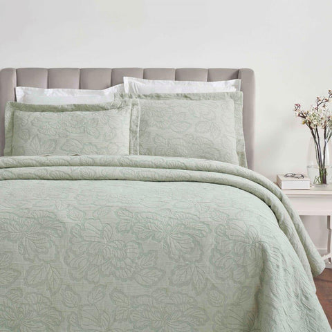 Cotton Bedspread Sets 3-Piece Hibiscus Floral Jacquard Matelassé