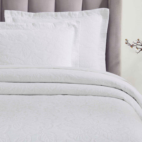Cotton Bedspread Sets 3-Piece Hibiscus Floral Jacquard Matelassé