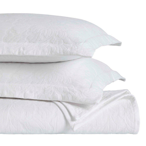Cotton Bedspread Sets 3-Piece Hibiscus Floral Jacquard Matelassé