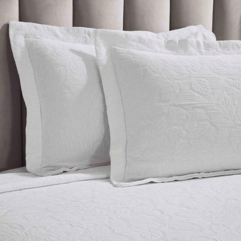 Cotton Bedspread Sets 3-Piece Hibiscus Floral Jacquard Matelassé