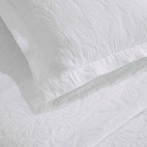 Cotton Bedspread Sets 3-Piece Hibiscus Floral Jacquard Matelassé