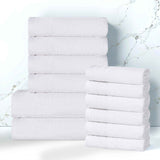 Cotton Waffle Border Towel Set 12-Piece - Honeycomb