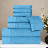 Honeycomb Textured Waffle Border Cotton 8 Piece Towel Set