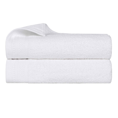 Honeycomb Textured Waffle Border Cotton Bath Sheets, Set of 2