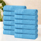 Honeycomb Textured Waffle Border Cotton Face Towels, Set of 12