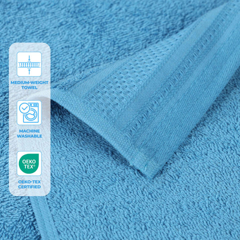 Honeycomb Textured Waffle Border Cotton Face Towels, Set of 12