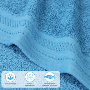 Honeycomb Textured Waffle Border Cotton Face Towels, Set of 12