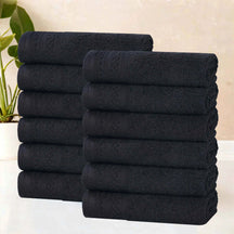Honeycomb Textured Waffle Border Cotton Face Towels, Set of 12