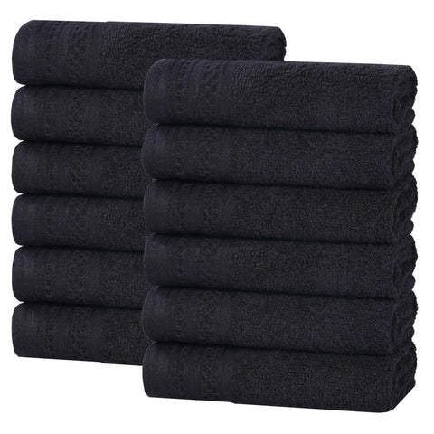 Honeycomb Textured Waffle Border Cotton Face Towels, Set of 12