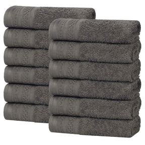 Honeycomb Textured Waffle Border Cotton Face Towels, Set of 12