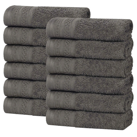 Honeycomb Textured Waffle Border Cotton Face Towels, Set of 12