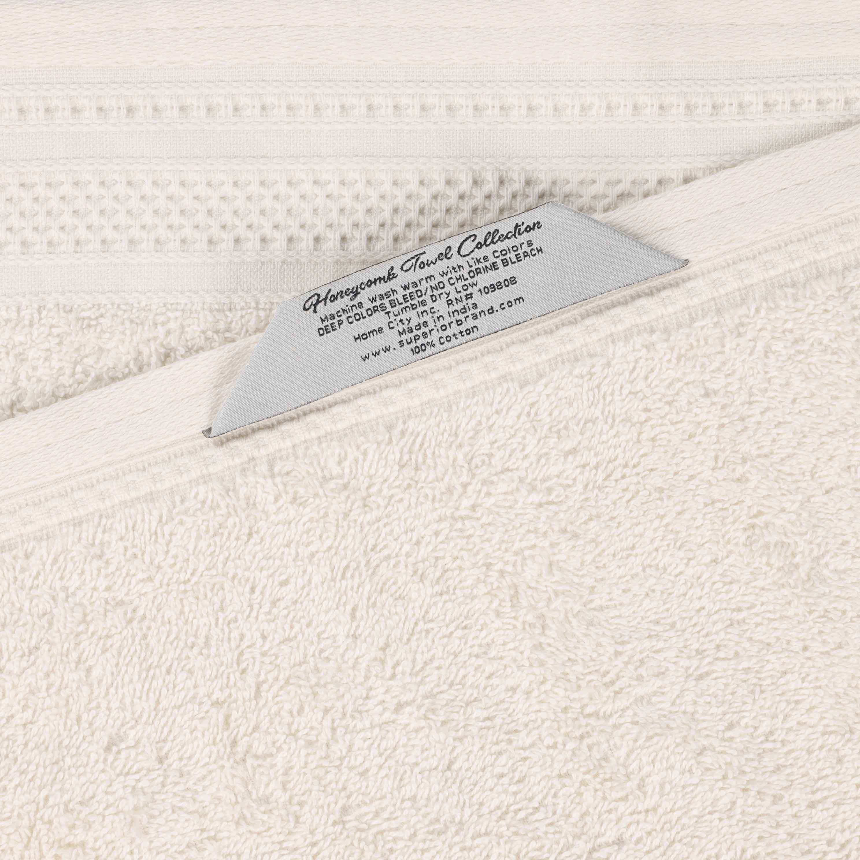 Honeycomb Textured Waffle Border Cotton Face Towels, Set of 12