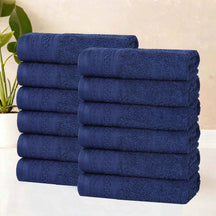 Honeycomb Textured Waffle Border Cotton Face Towels, Set of 12