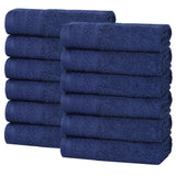 Honeycomb Textured Waffle Border Cotton Face Towels, Set of 12
