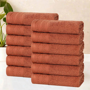 Honeycomb Textured Waffle Border Cotton Face Towels, Set of 12