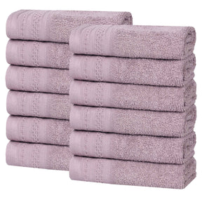 Honeycomb Textured Waffle Border Cotton Face Towels, Set of 12
