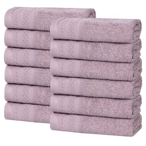Honeycomb Textured Waffle Border Cotton Face Towels, Set of 12