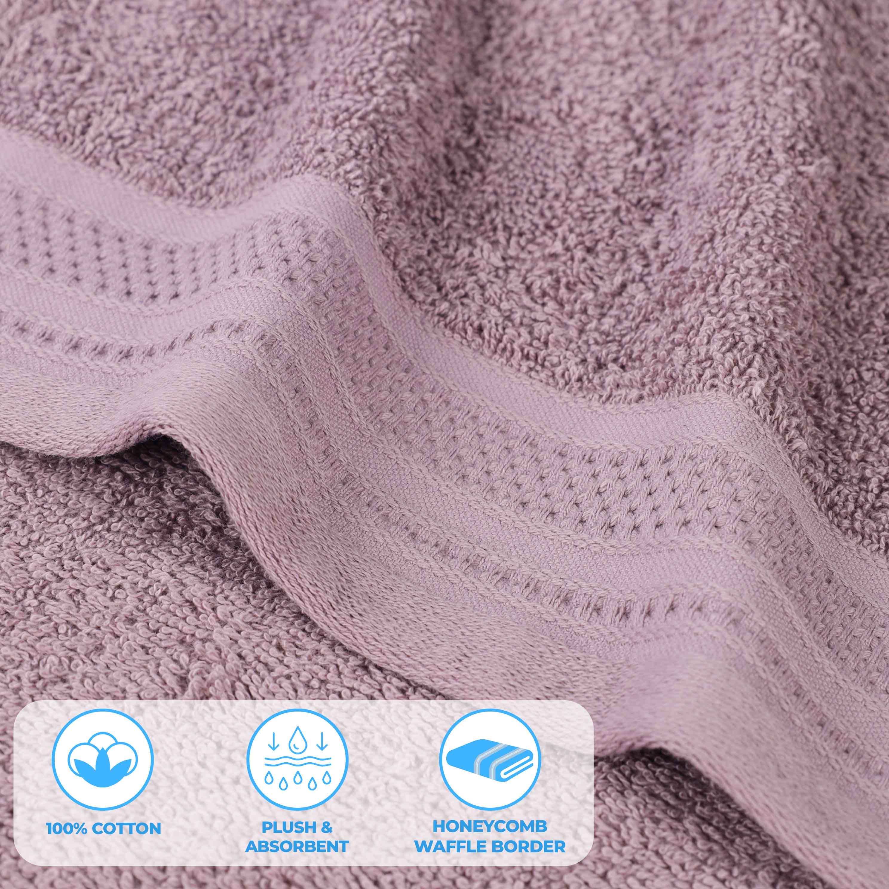 Honeycomb Textured Waffle Border Cotton Face Towels, Set of 12