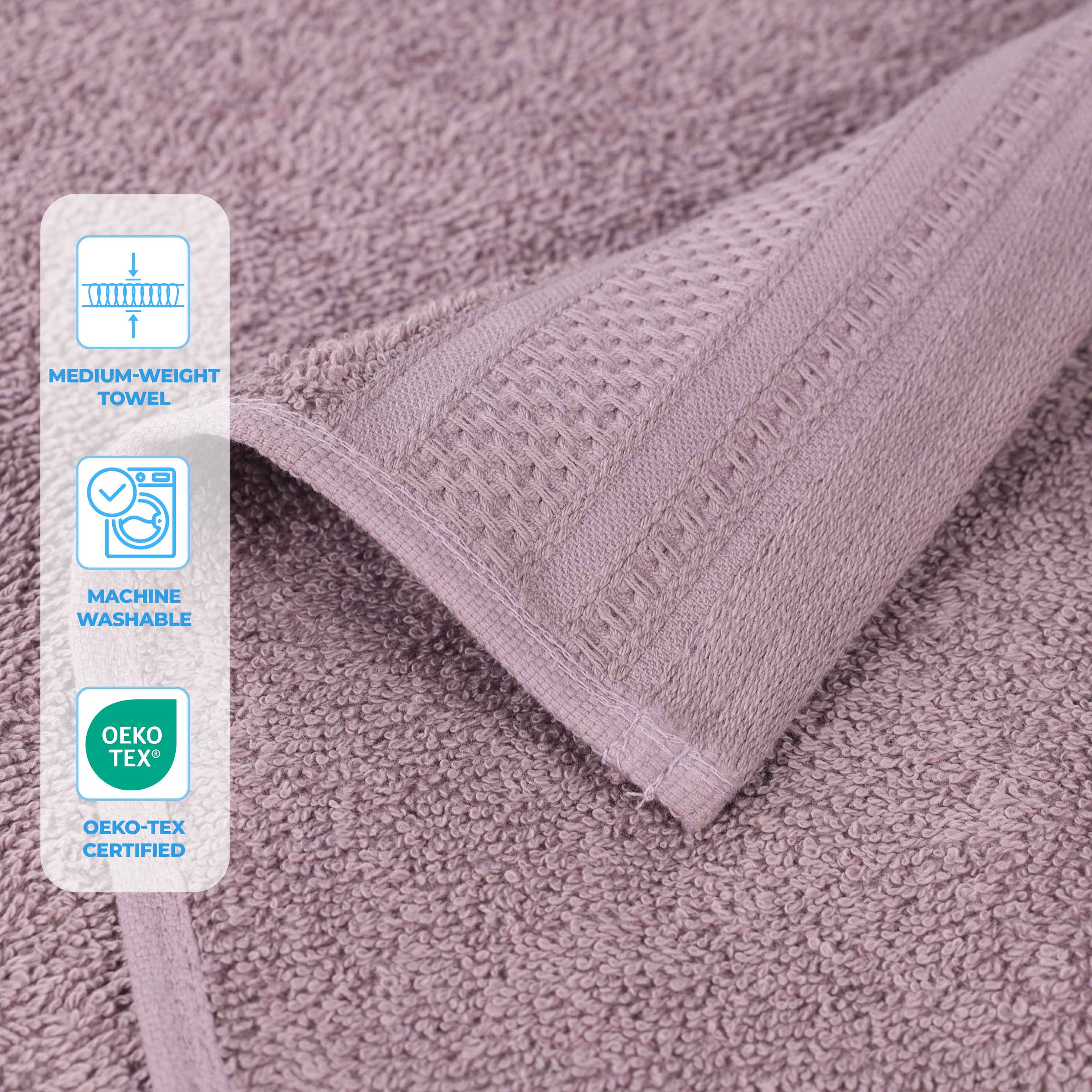 Honeycomb Textured Waffle Border Cotton Face Towels, Set of 12