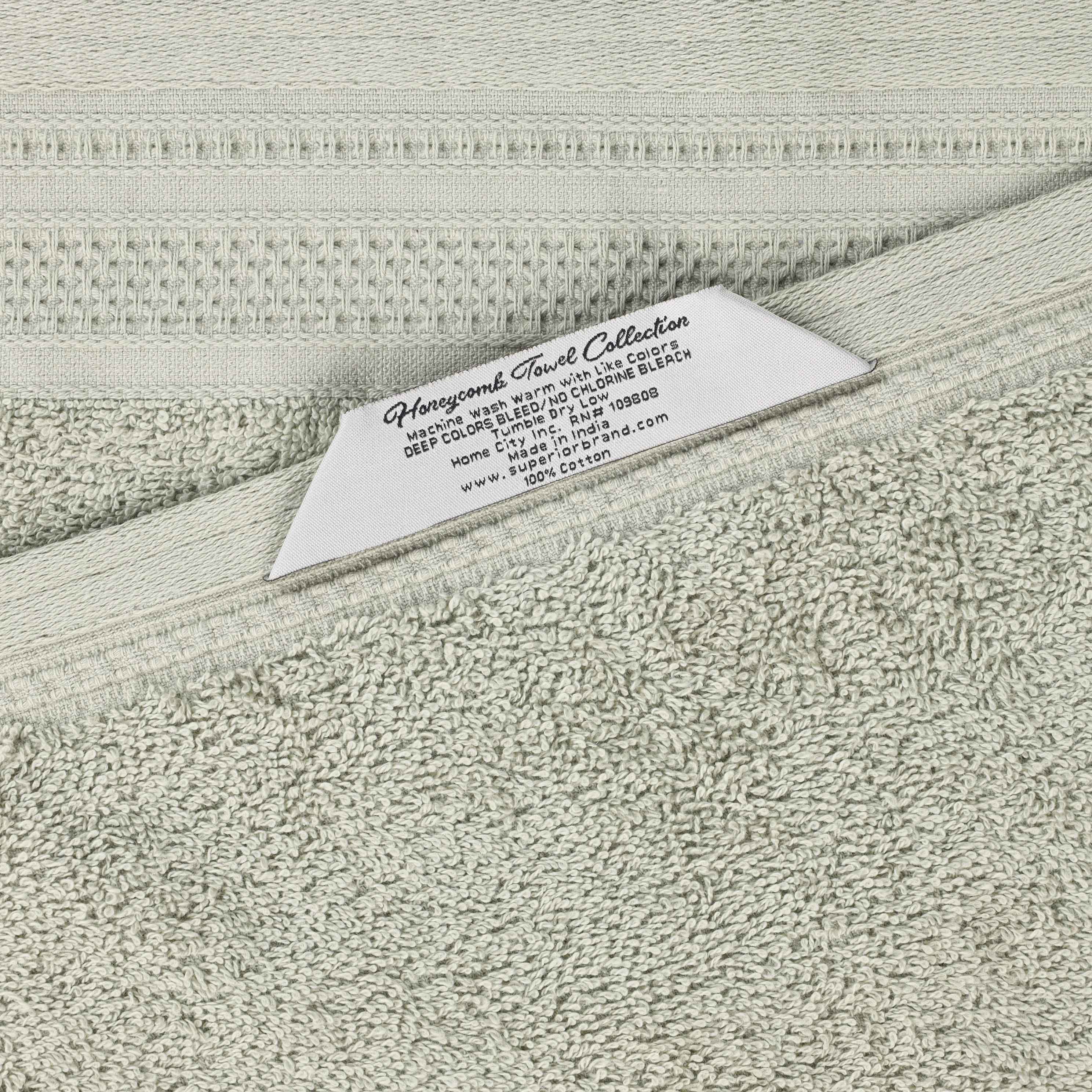 Honeycomb Textured Waffle Border Cotton Face Towels, Set of 12