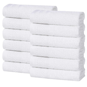 Honeycomb Textured Waffle Border Cotton Face Towels, Set of 12