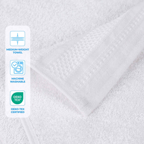 Honeycomb Textured Waffle Border Cotton Face Towels, Set of 12