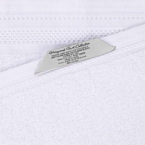 Honeycomb Textured Waffle Border Cotton Face Towels, Set of 12