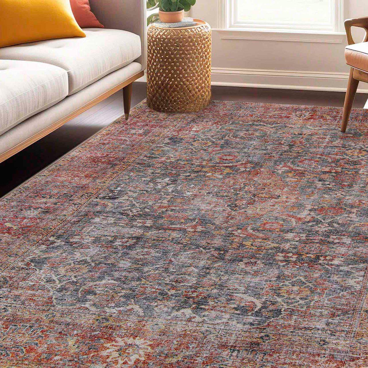 Huda Rustic Oriental Medallion Indoor Large Area Rugs Or Runner Rug