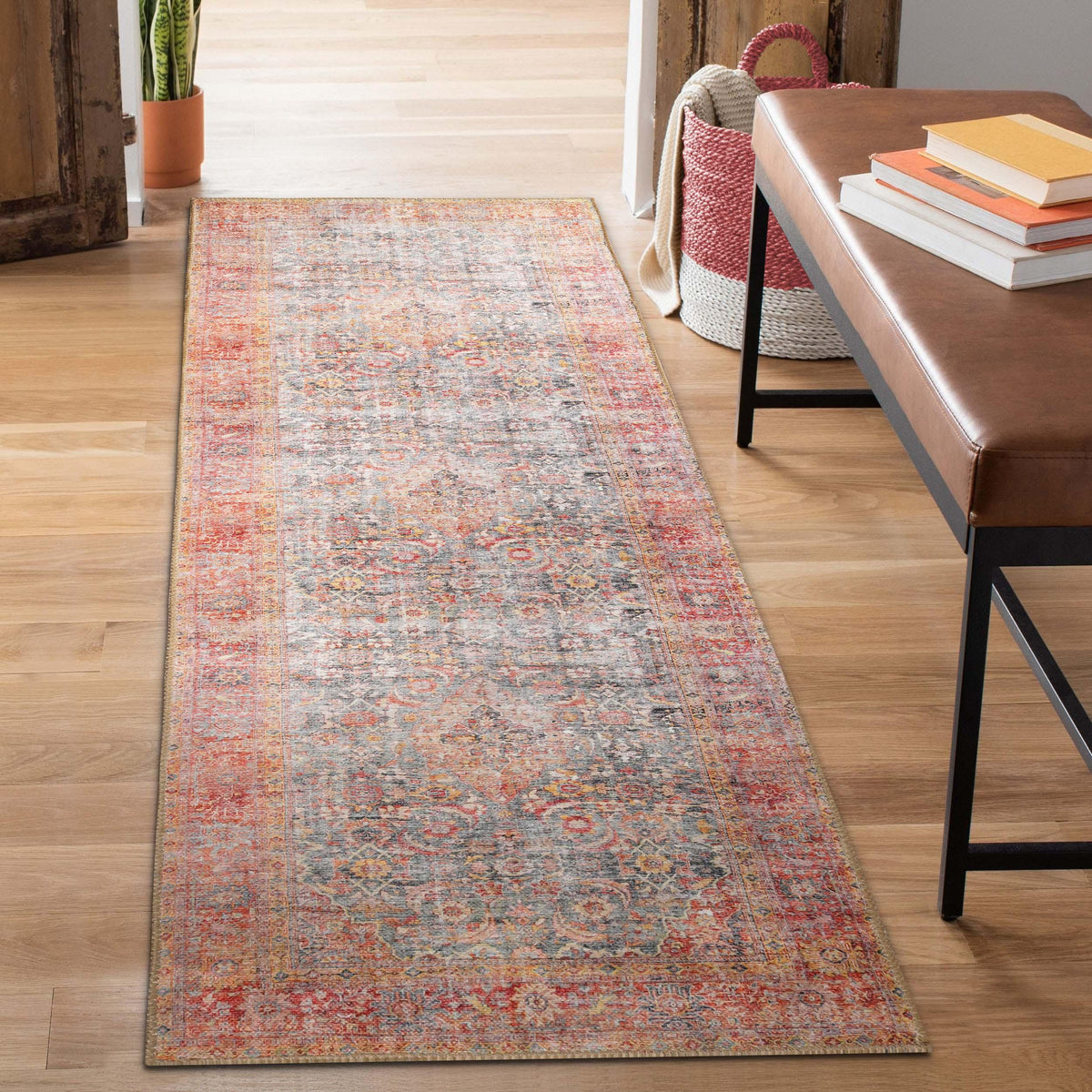 Huda Rustic Oriental Medallion Indoor Large Area Rugs Or Runner Rug