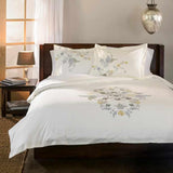 100% Cotton Hyacinth Floral Embroidered Duvet Cover Set