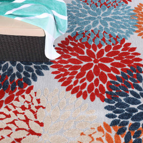 Hydrangea Vintage Area Rug Floral Medallion Indoor Outdoor Rugs
