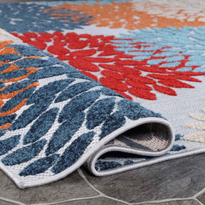 Hydrangea Vintage Area Rug Floral Medallion Indoor Outdoor Rugs