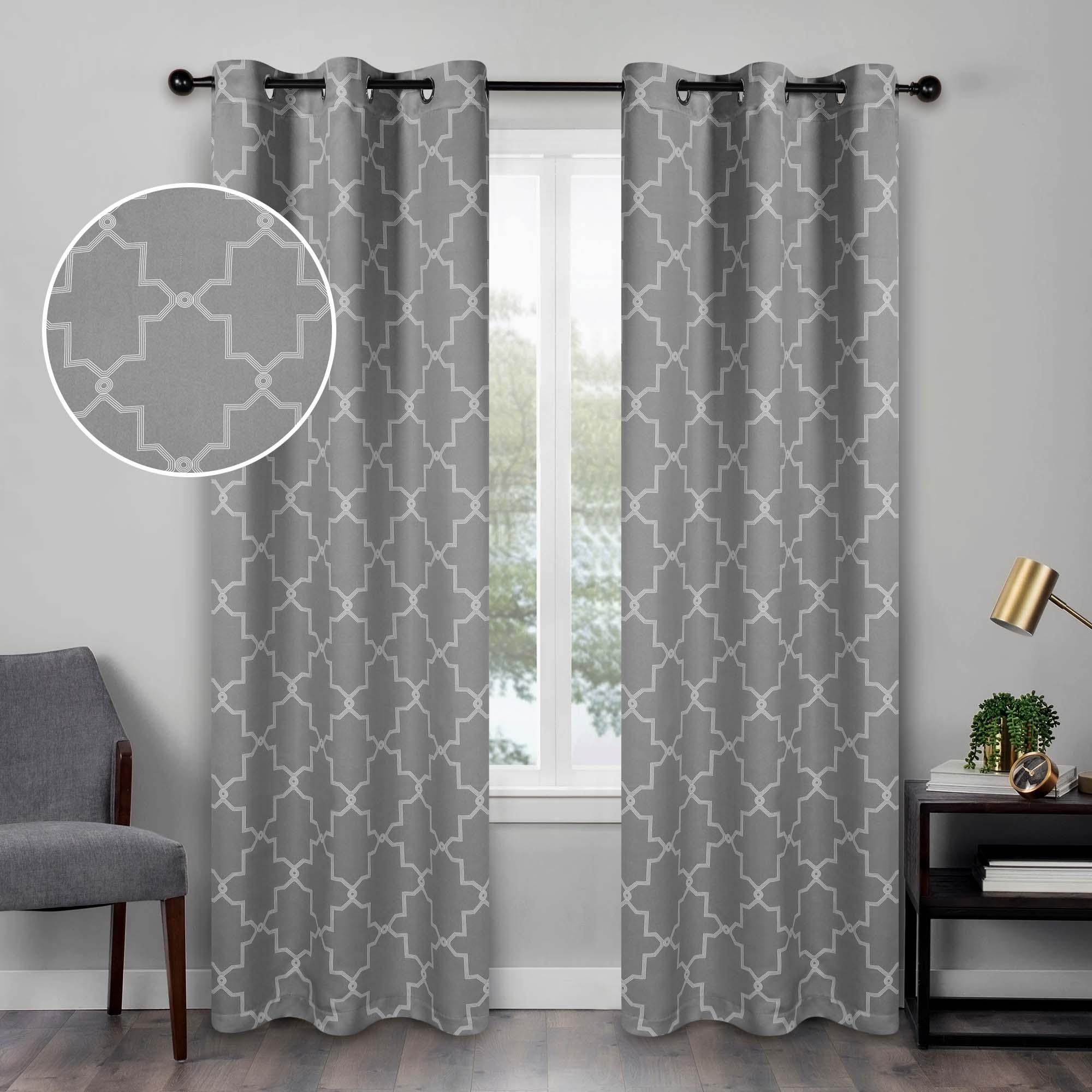 Imperial Trellis Washable Room Darkening Blackout Curtains, Set of 2