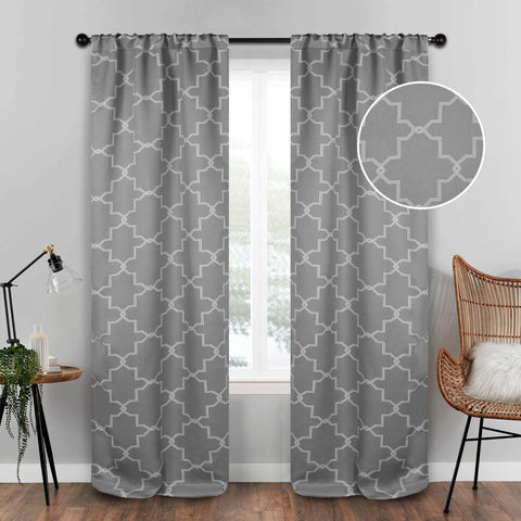 Imperial Trellis Washable Room Darkening Blackout Curtains, Set of 2