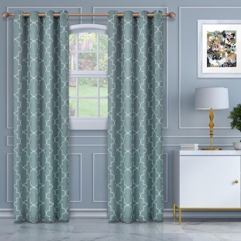 Imperial Trellis Washable Room Darkening Blackout Curtains, Set of 2