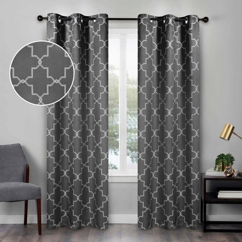 Imperial Trellis Washable Room Darkening Blackout Curtains, Set of 2
