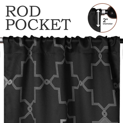 Imperial Trellis Washable Room Darkening Blackout Curtains, Set of 2
