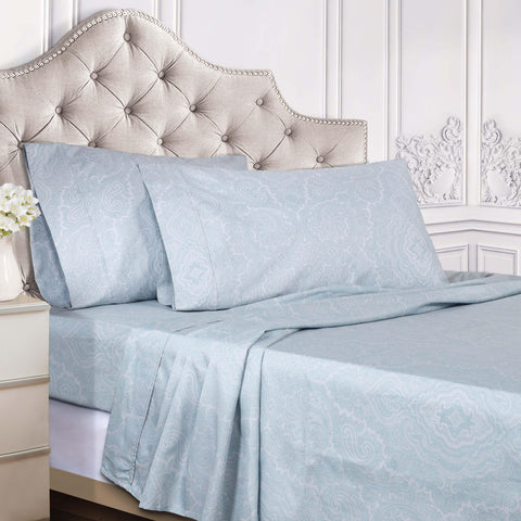 600 Thread Count Paisley Cotton Sheets - Deep Pocket