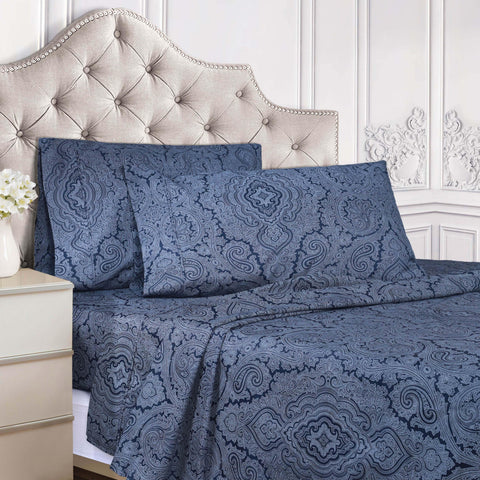 600 Thread Count Paisley Cotton Sheets - Deep Pocket