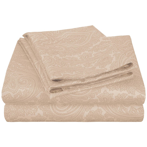 600 Thread Count Paisley Cotton Sheets - Deep Pocket