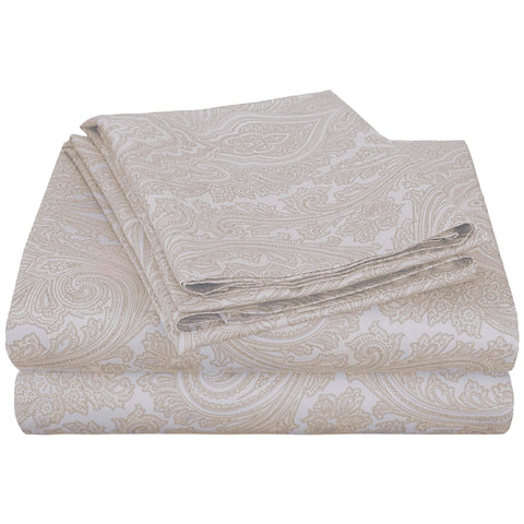 600 Thread Count Paisley Cotton Sheets - Deep Pocket