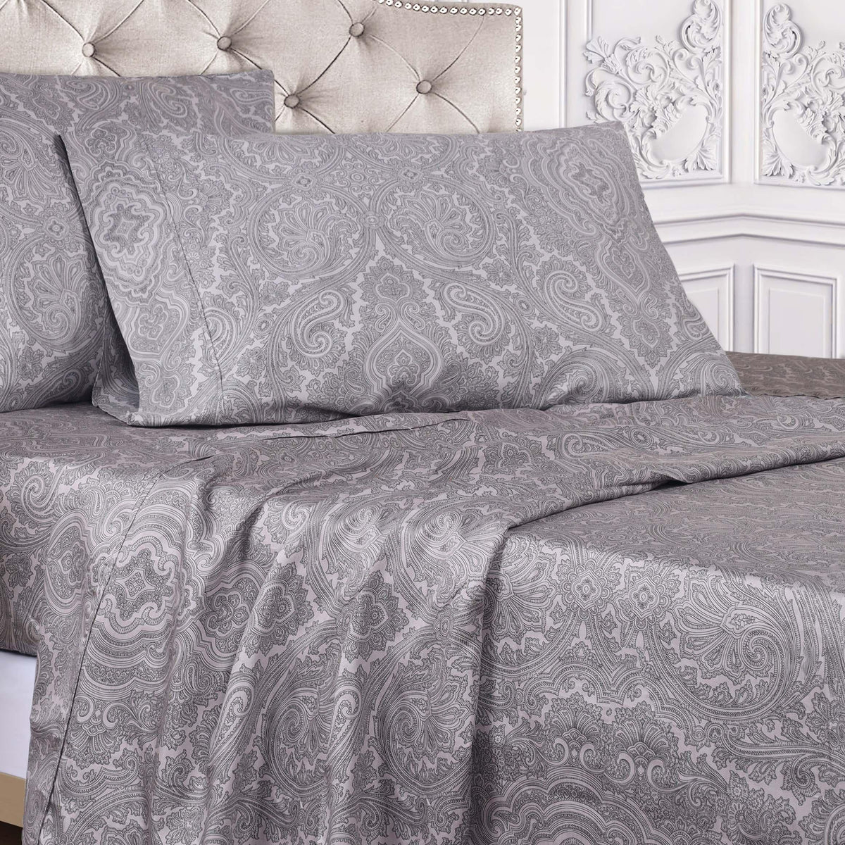 600 Thread Count Paisley Cotton Sheets - Deep Pocket