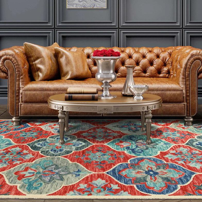 Jacinta Handmade Geometric Floral Hand-Tufted Indoor Area Rug