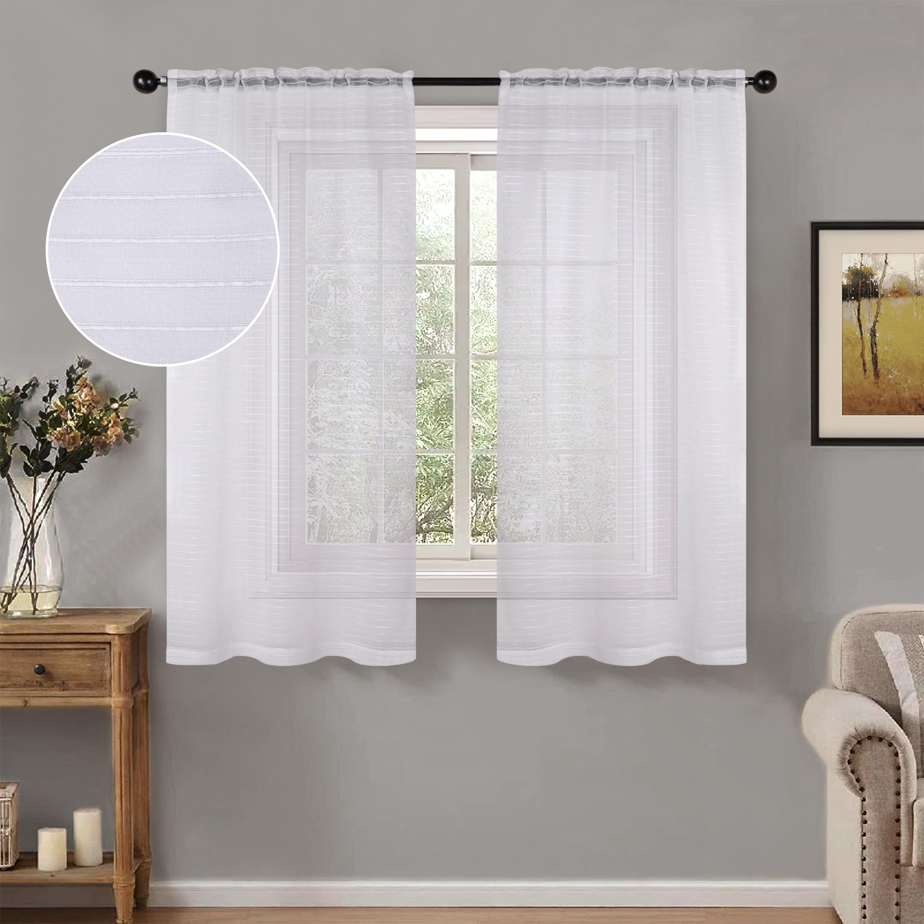 Jackson Striped Sheer Window Curtain Panels, Set of 2