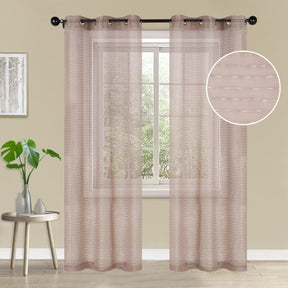 Jackson Striped Sheer Window Curtain Panels, Set of 2