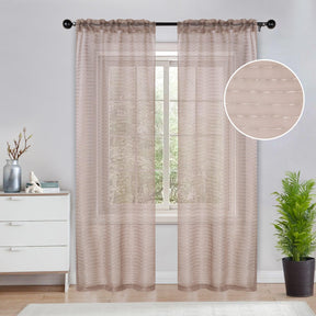 Jackson Striped Sheer Window Curtain Panels, Set of 2