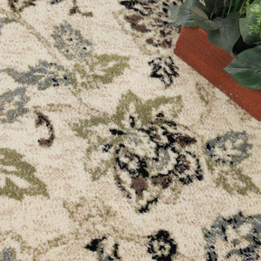 Jacobean Floral Modern Farmhouse Indoor Area Rug or Runner Rug