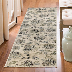 Jacobean Floral Modern Farmhouse Indoor Area Rug or Runner Rug