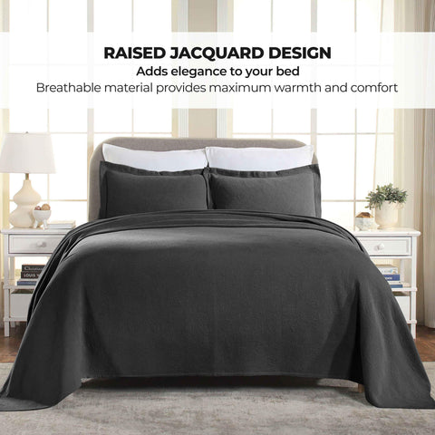 Lightweight Cotton Bedspread Set 3-Piece Paisley Jacquard Matelassé
