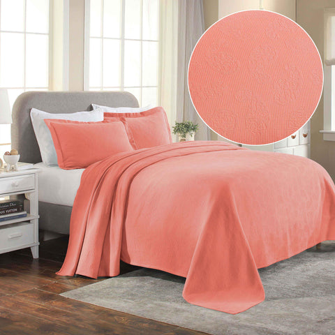 Lightweight Cotton Bedspread Set 3-Piece Paisley Jacquard Matelassé
